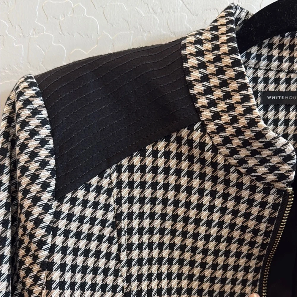 White House Black Market Houndstooth Zip-Up Jacket size 14 - Picture 4 of 13